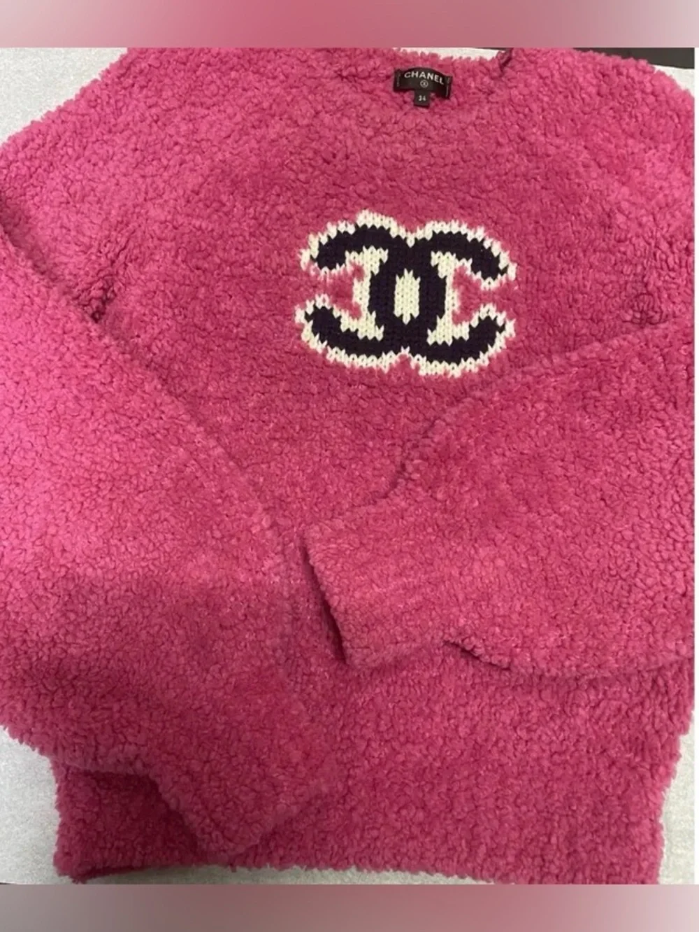 Women Wool Pink Logo Crewneck Sweater - Picture 3 of 8